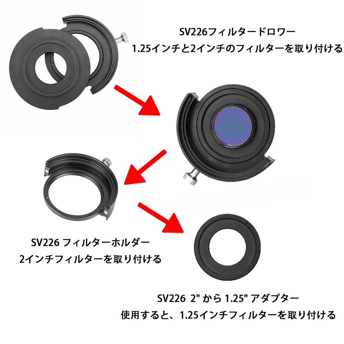 SV226 フィルタードロワー（引き出し）M42-M48  1.25 インチ & 2 インチフィルター取り付け用  天体写真用 