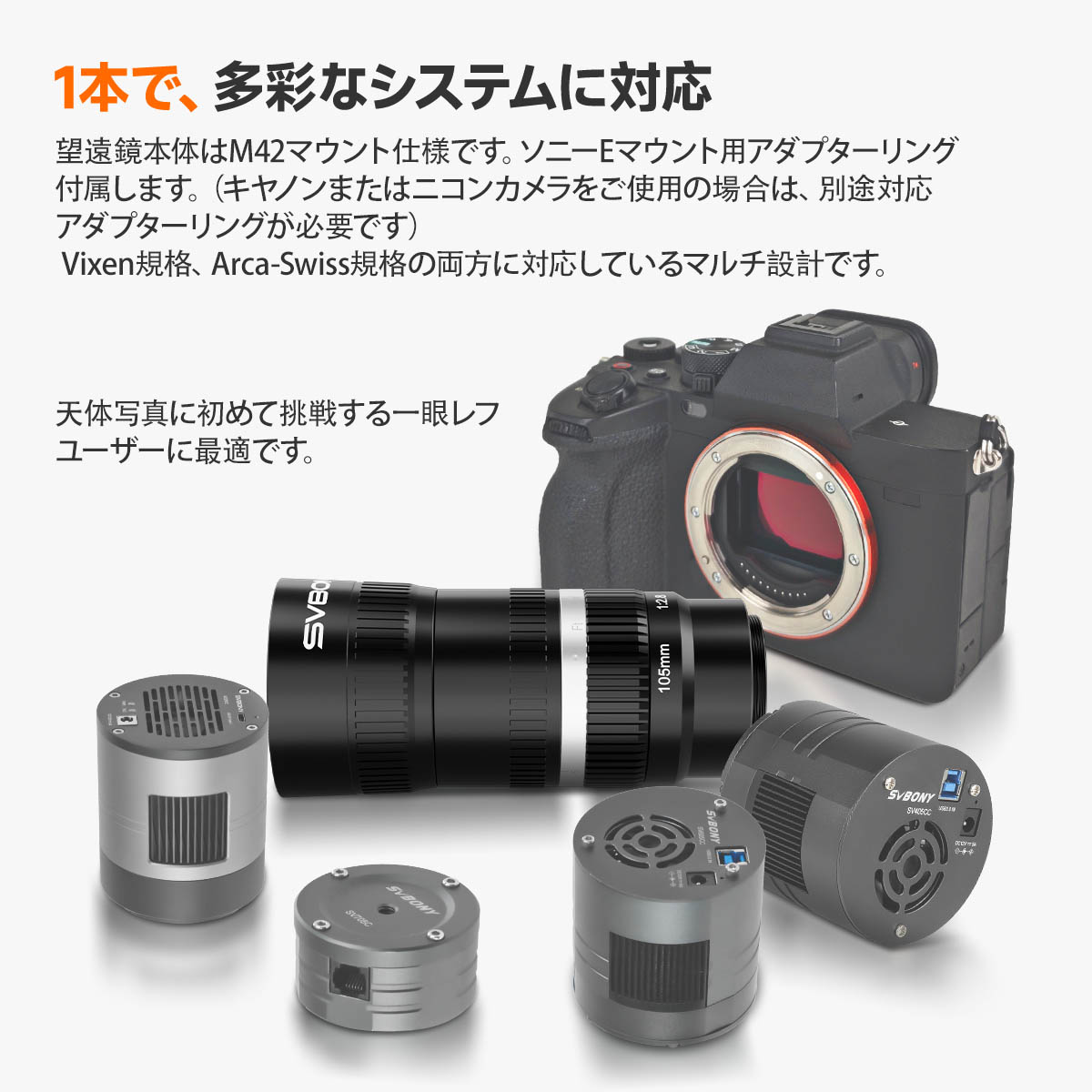 SV535 望遠レンズ F2.8天体写真カメラ用レンズ 星景＆深宇宙写真用
