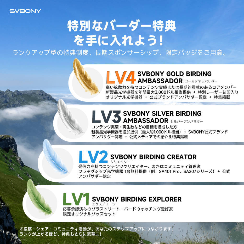 特別なバーダー特典とランクアップ制度